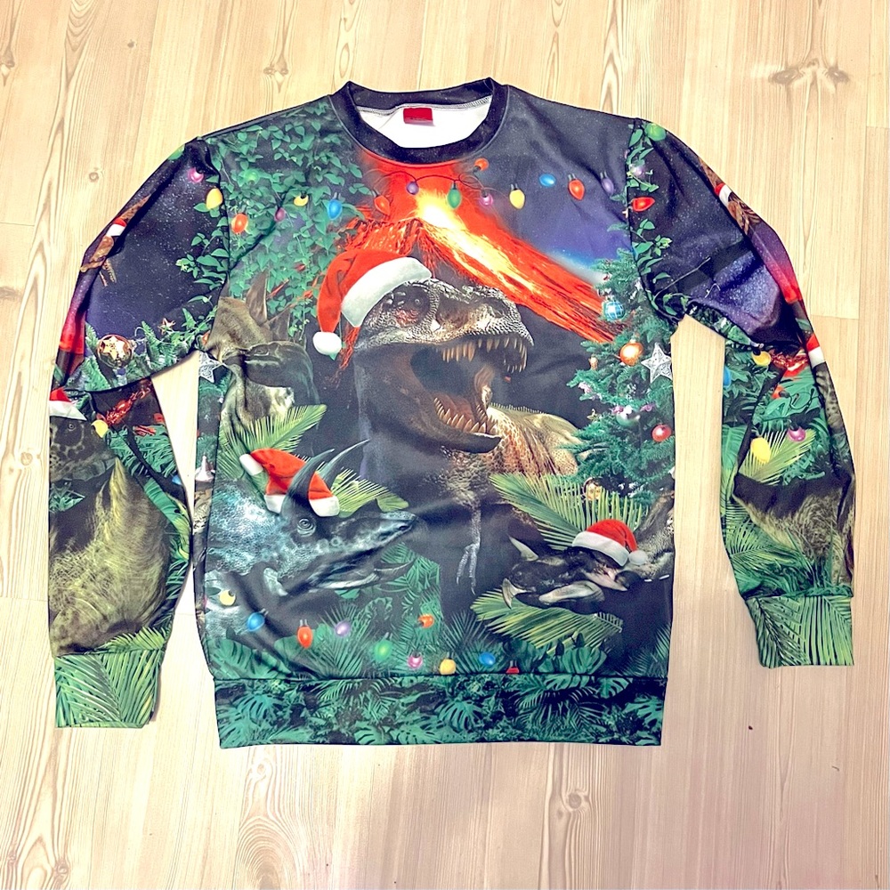 Ugly Christmas sweater dinosaur XL